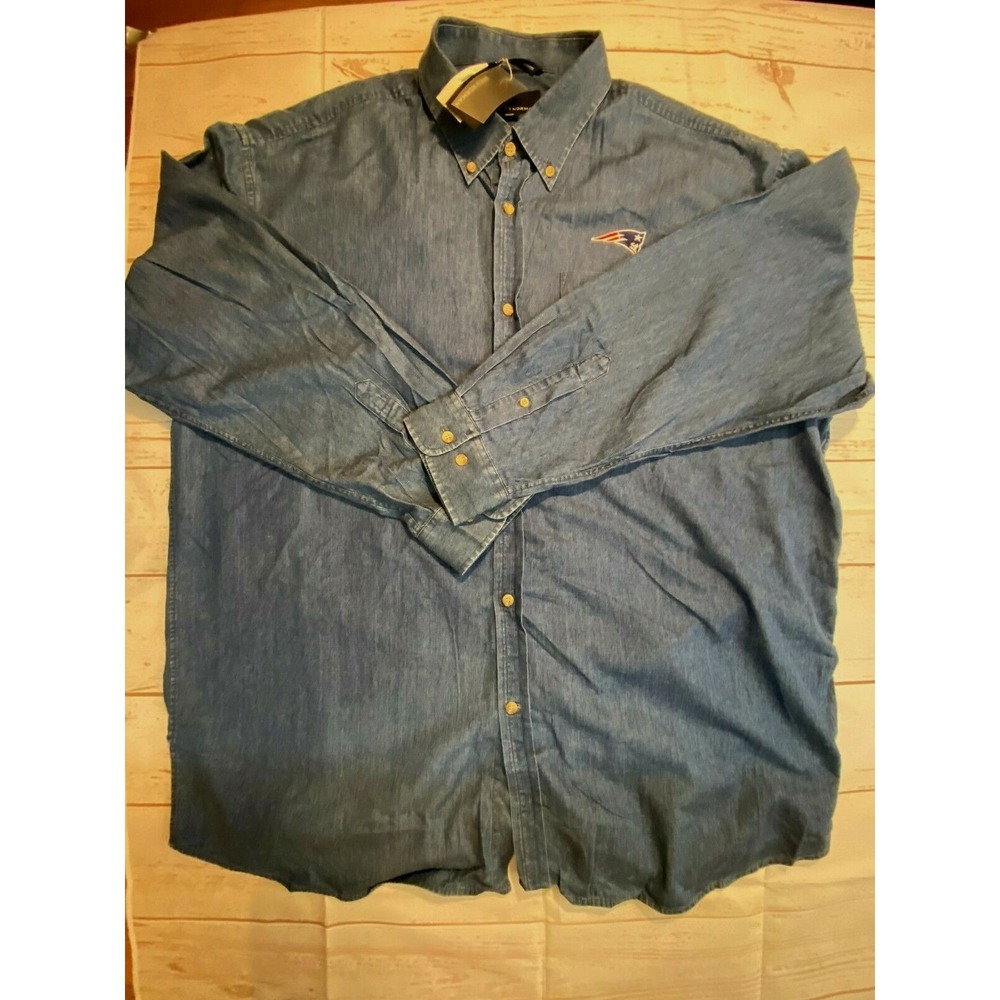 Greg Norman button Shirt NFL Blue LS football NE Patriots Mens XXL NEW Big tall
